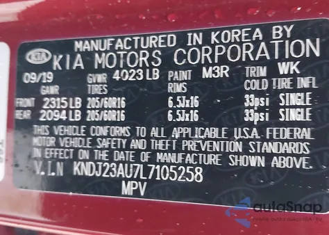 2020 Kia Soul S z USA, uszkodzony, nr VIN KNDJ23AU7L7105258